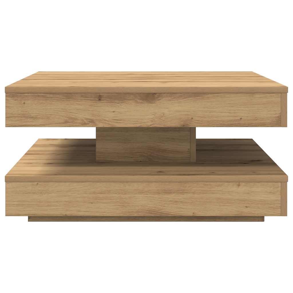 Couchtisch 360-Grad Drehbar Artisan-Eiche 70x70x34,5 cm