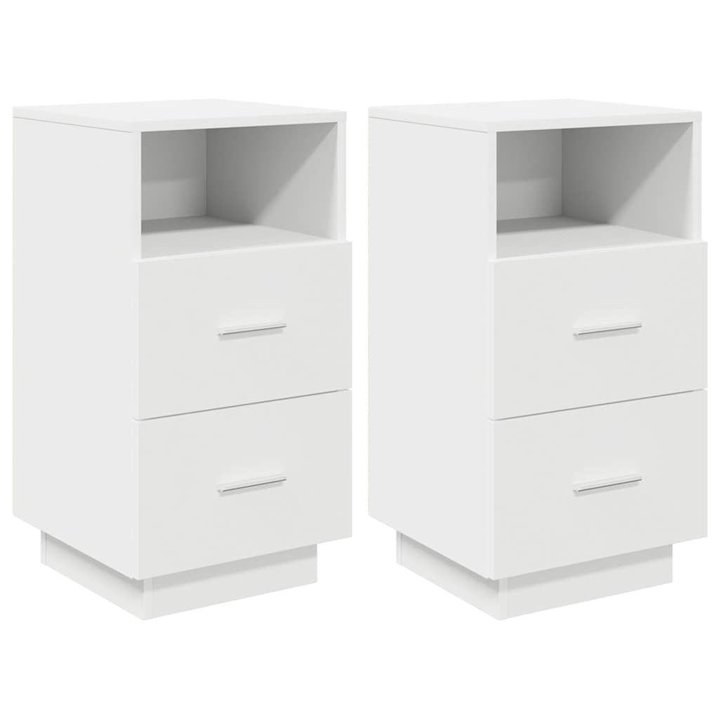 Tables de chevet 2 pcs. avec 2 tiroirs blanc 36x36x68 cm