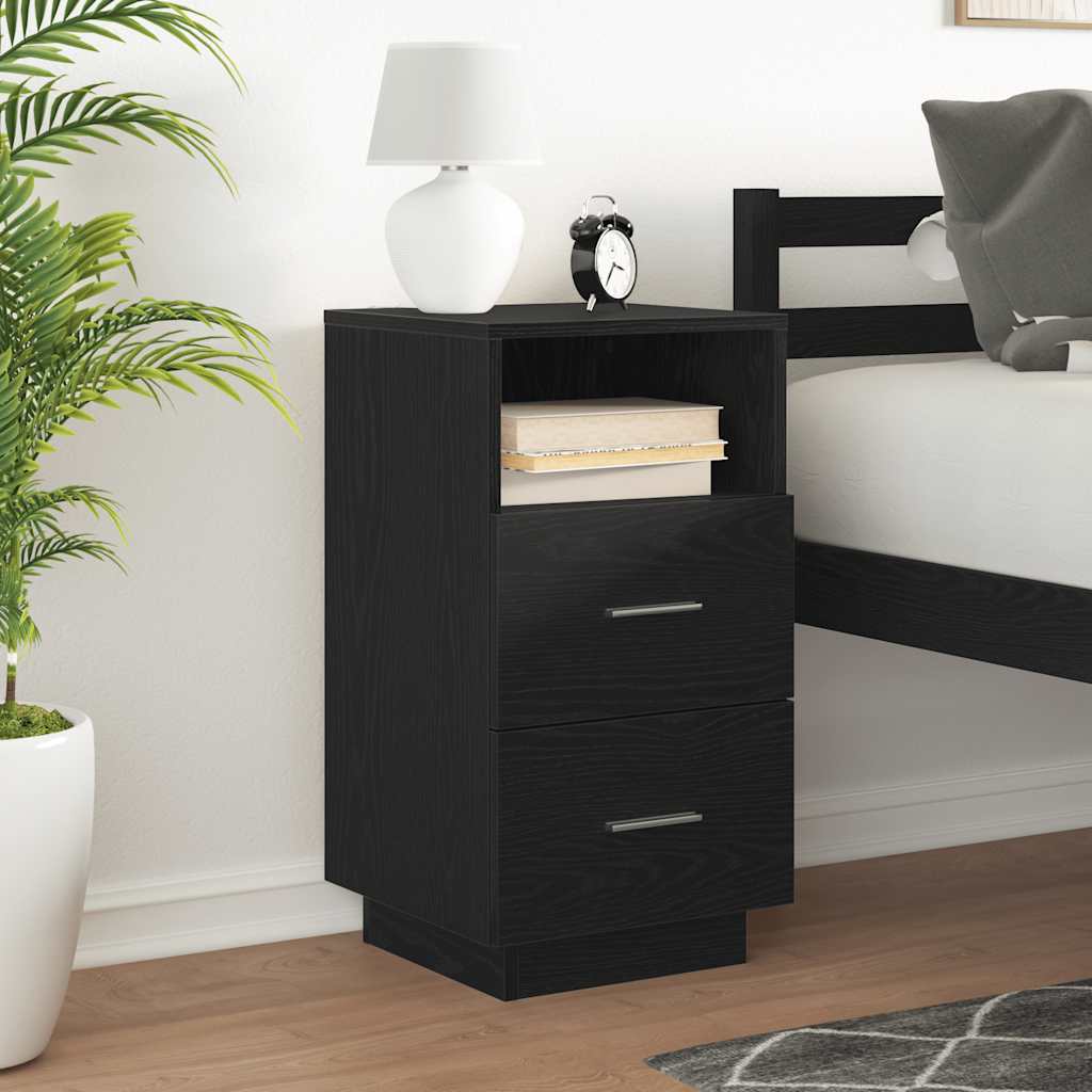 Bedside table with 2 drawers Black 36x36x68 cm