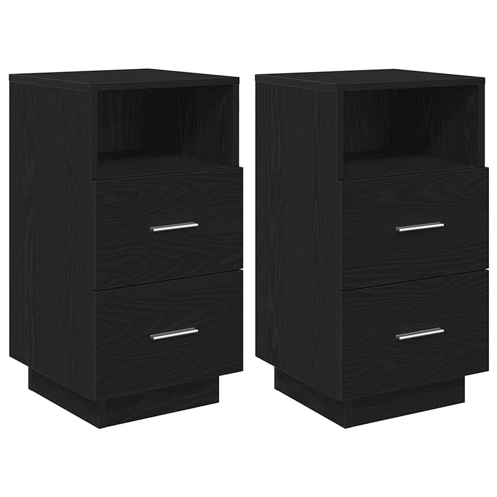 Tables de chevet 2 pcs. avec 2 tiroirs noir 36x36x68 cm