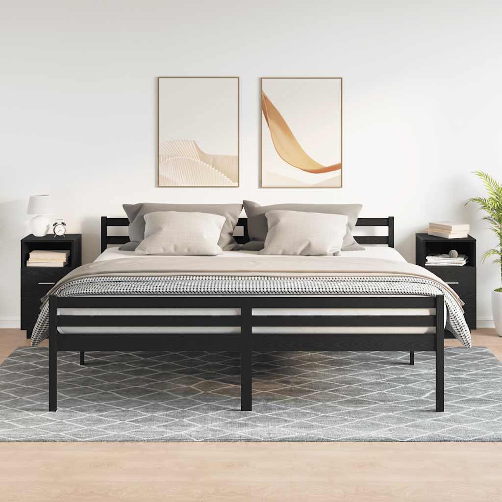 Tables de chevet 2 pcs. avec 2 tiroirs noir 36x36x68 cm