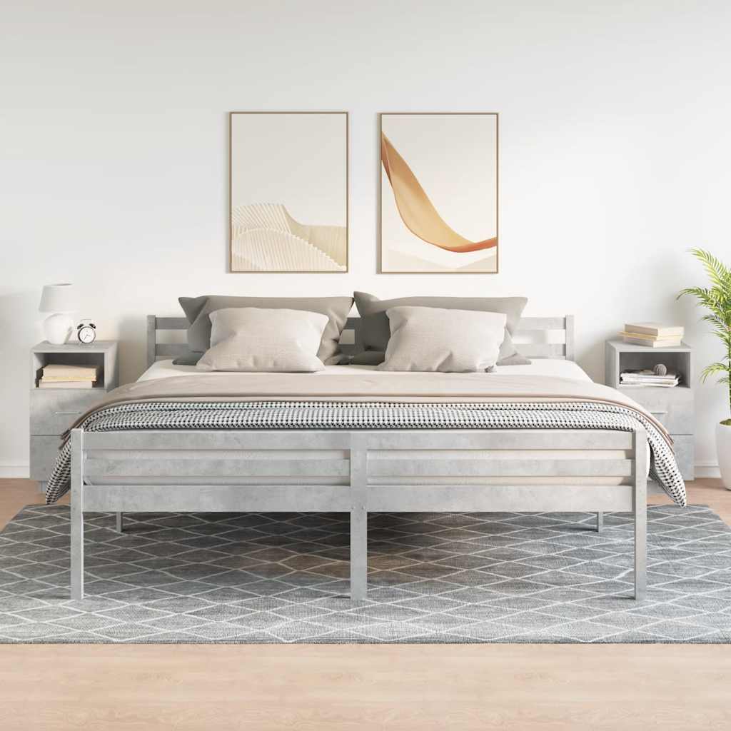 Tables de chevet 2 pcs. avec 2 tiroirs gris béton 36x36x68 cm