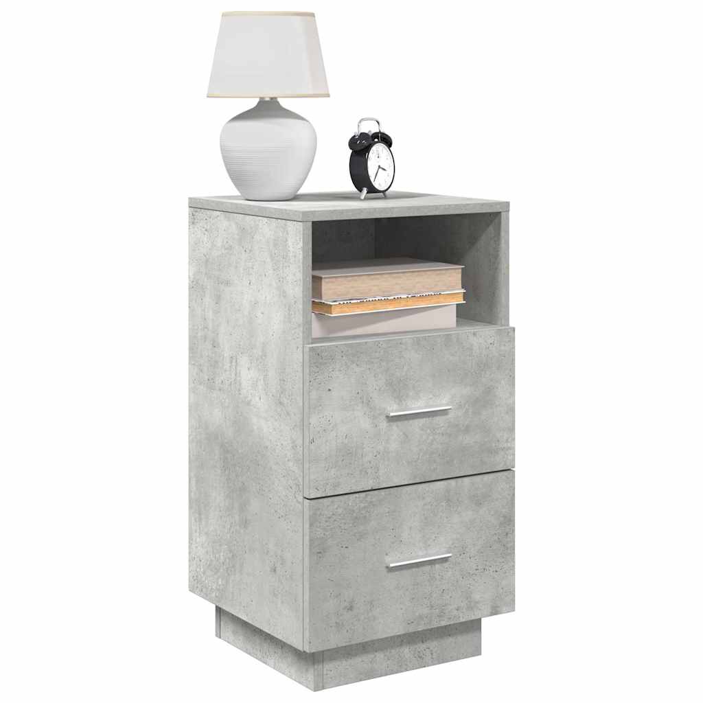 Tables de chevet 2 pcs. avec 2 tiroirs gris béton 36x36x68 cm