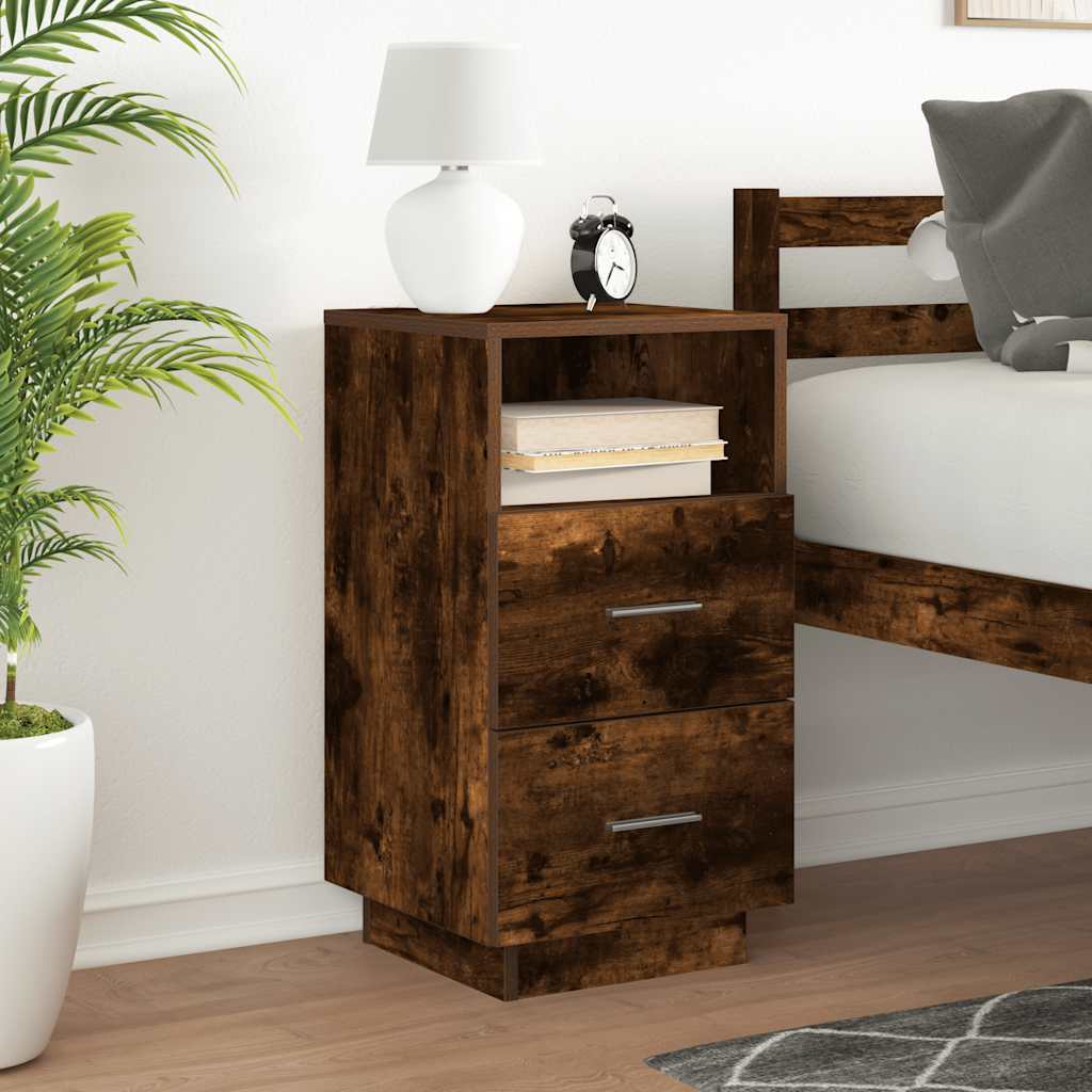 Bedside table with 2 drawers smoked oak 36x36x68 cm