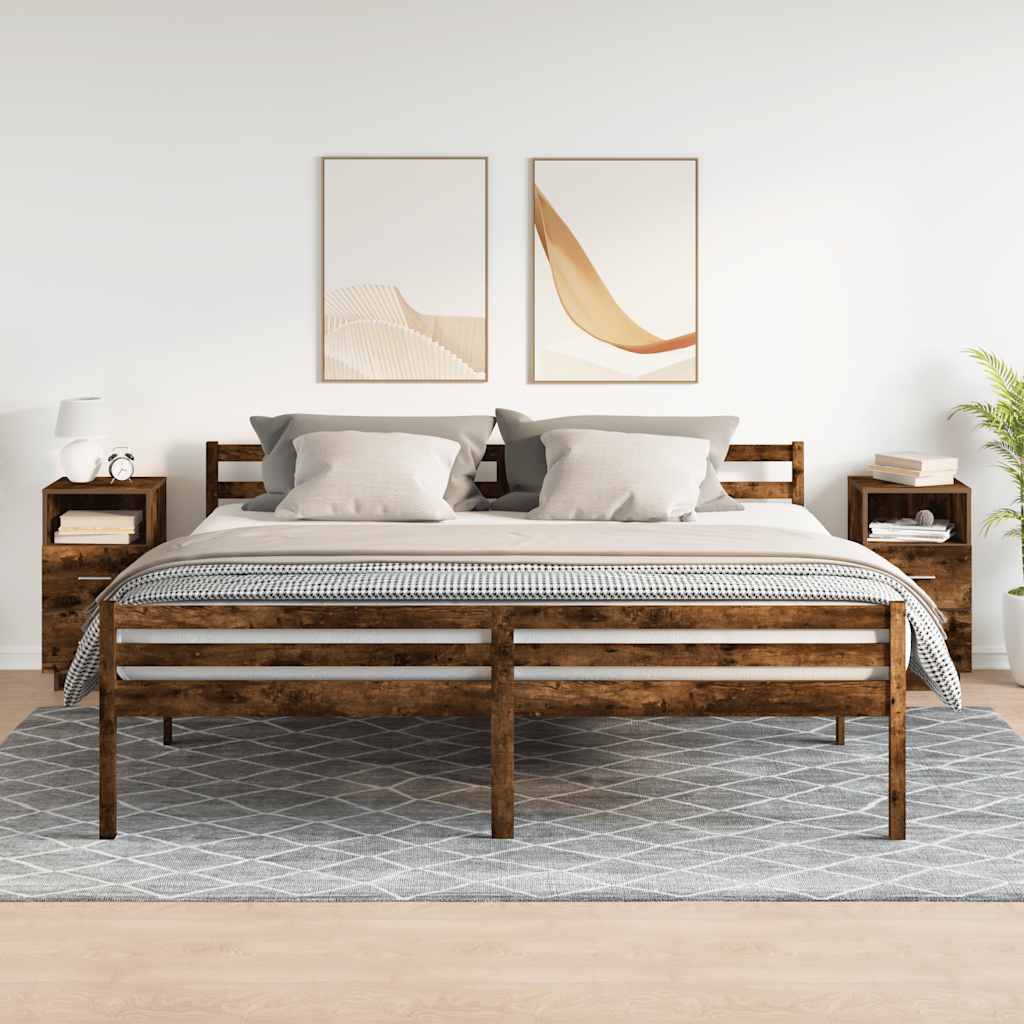 Tables de chevet 2 pcs. avec 2 tiroirs chêne fumé 36x36x68 cm