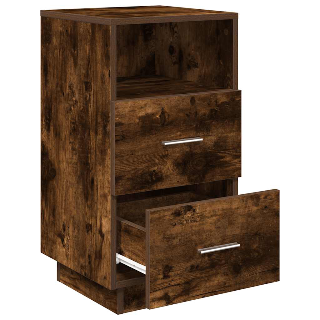 Tables de chevet 2 pcs. avec 2 tiroirs chêne fumé 36x36x68 cm