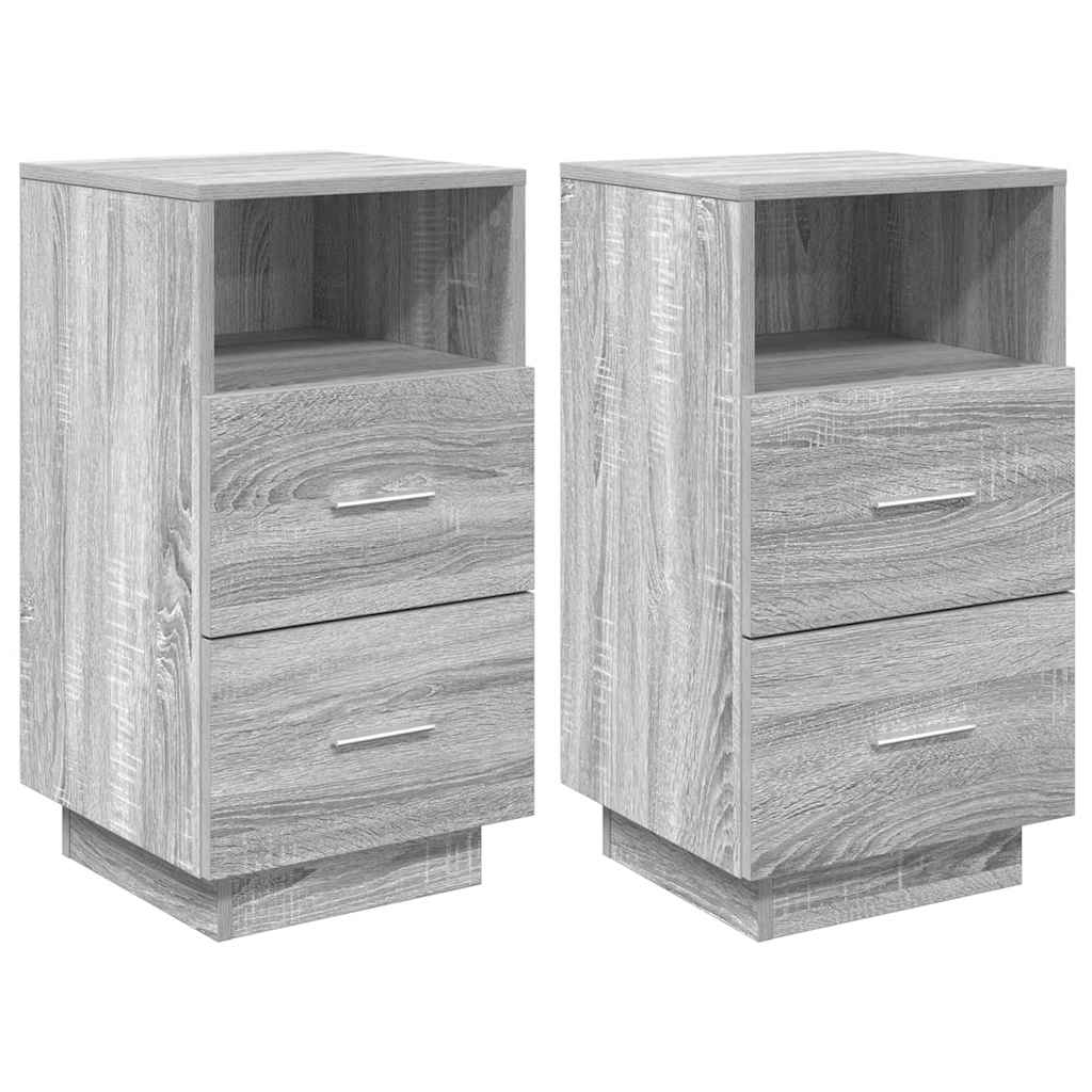 Tables de chevet 2 pcs avec 2 tiroirs Gris Sonoma 36x36x68 cm