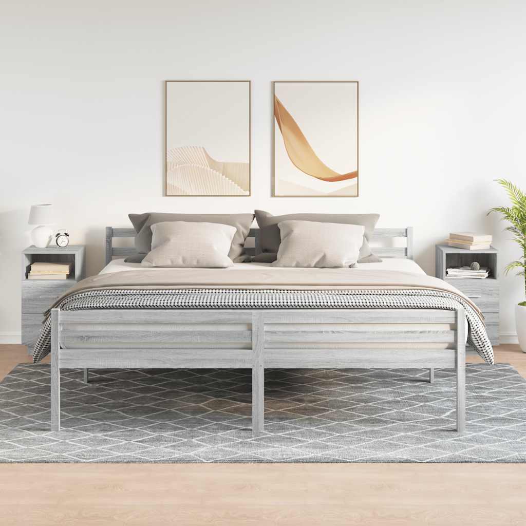 Tables de chevet 2 pcs avec 2 tiroirs Gris Sonoma 36x36x68 cm