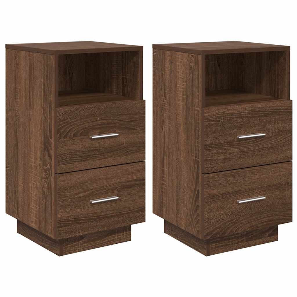 Tables de chevet 2 pcs avec 2 tiroirs chêne brun 36x36x68 cm
