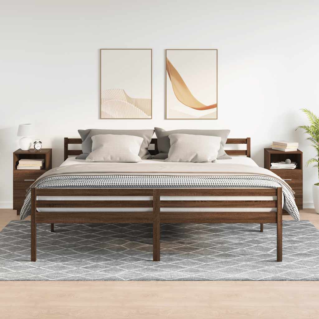 Tables de chevet 2 pcs avec 2 tiroirs chêne brun 36x36x68 cm