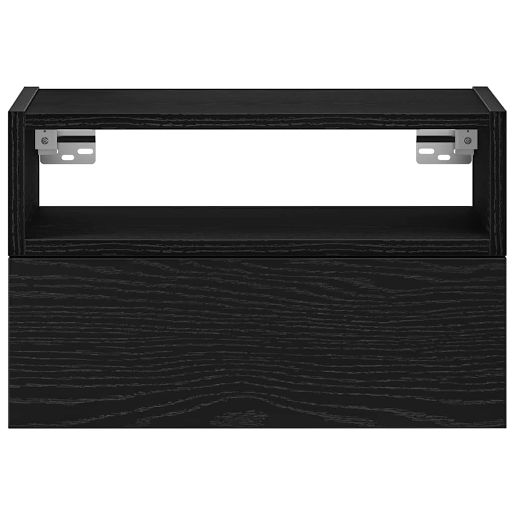 Wall-mounted bedside tables, 2 pieces, black, 45 x 26 x 28.5 cm
