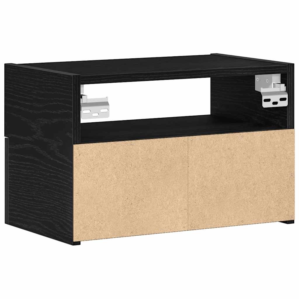 Wall-mounted bedside tables, 2 pieces, black, 45 x 26 x 28.5 cm