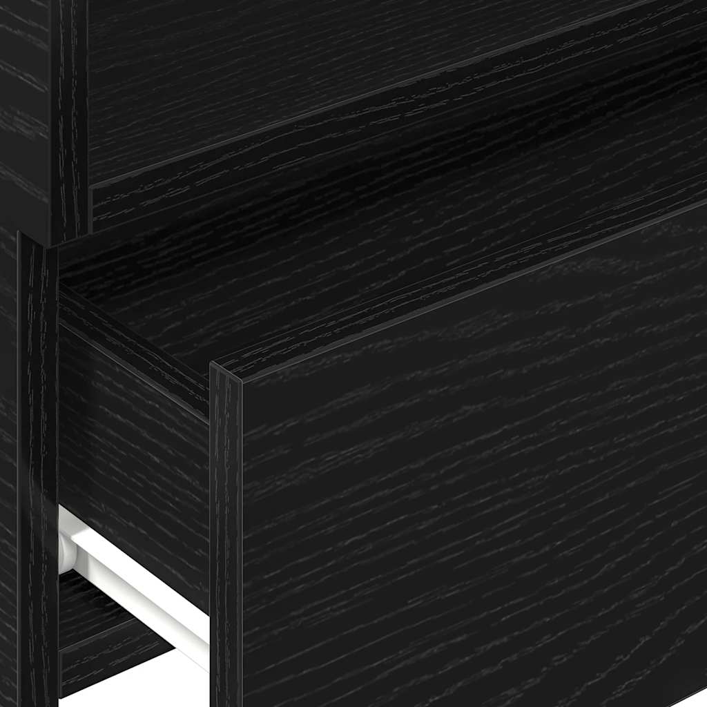 Wall-mounted bedside tables, 2 pieces, black, 45 x 26 x 28.5 cm