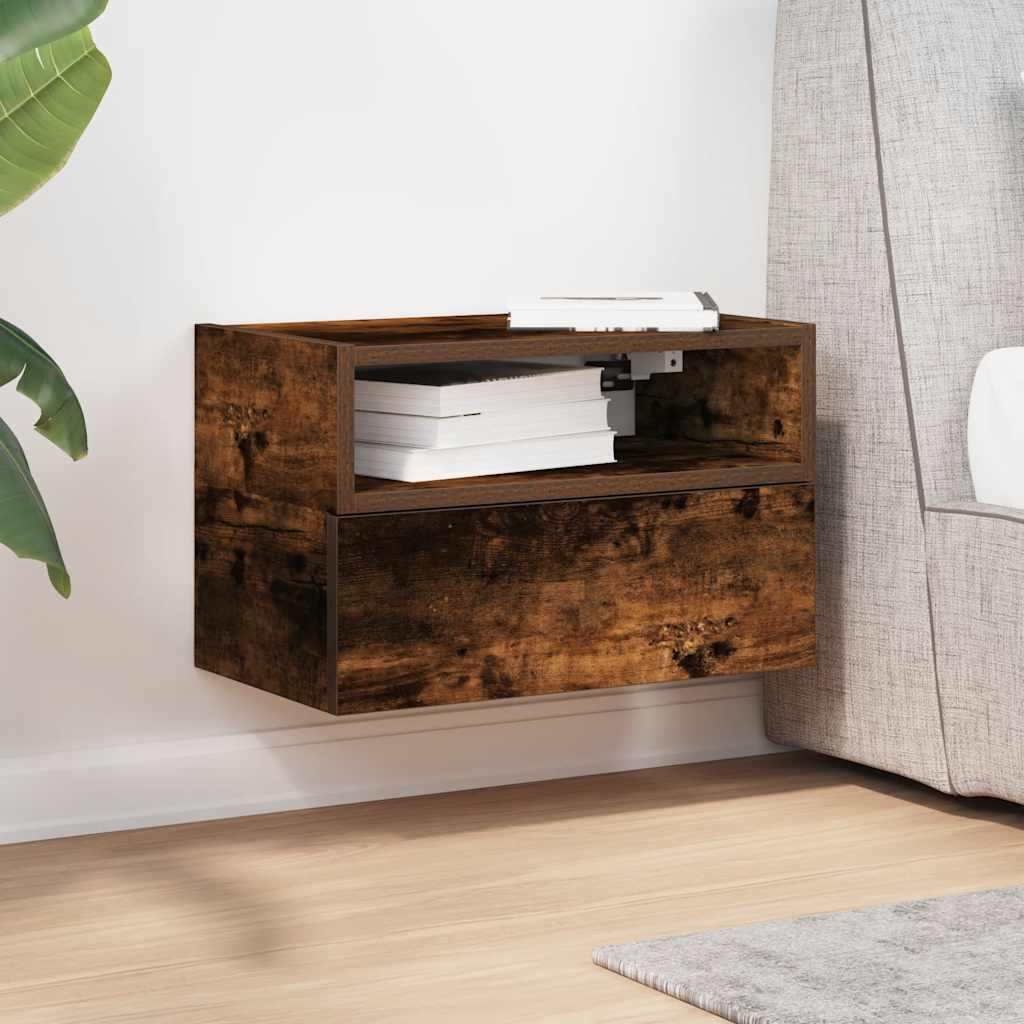 Wall-mounted bedside table smoked oak 45x26x28.5 cm