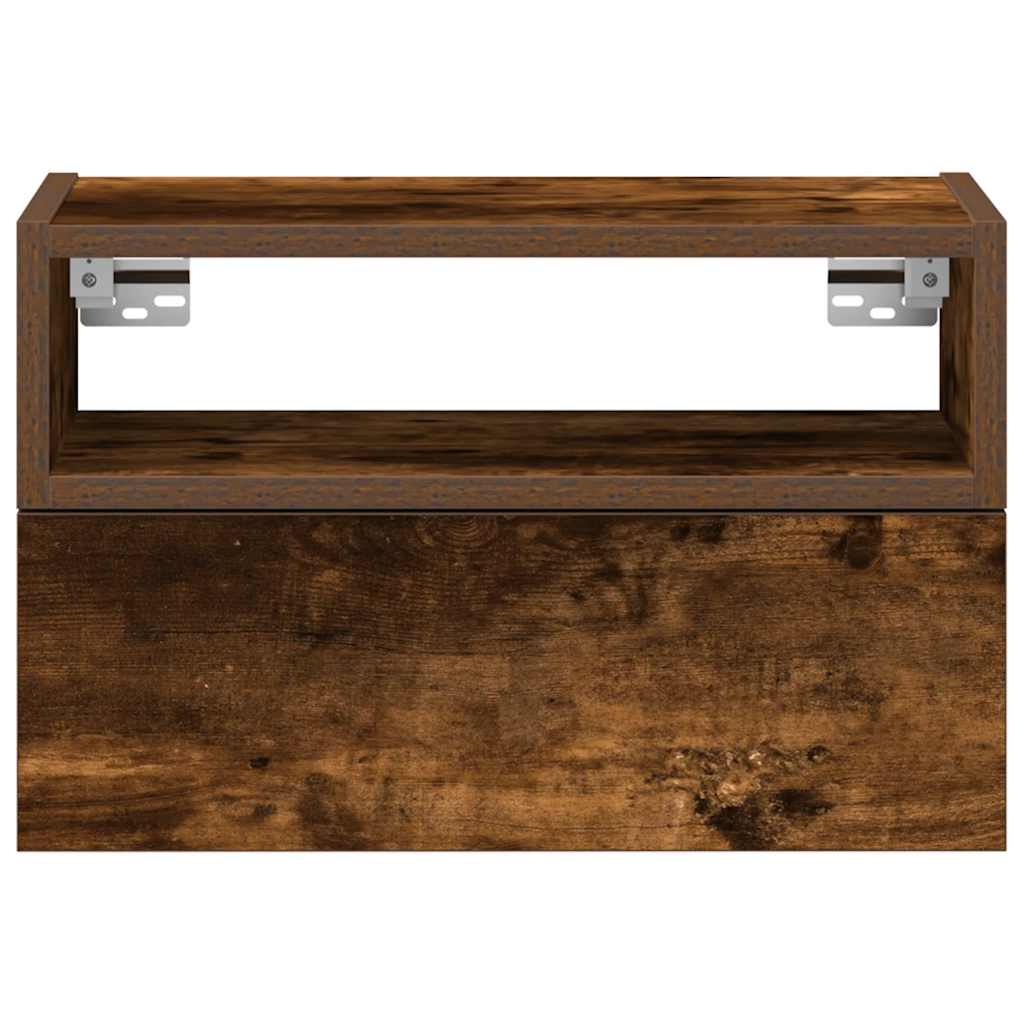 Wall-mounted bedside tables (2 pieces), smoked oak, 45 x 26 x 28.5 cm