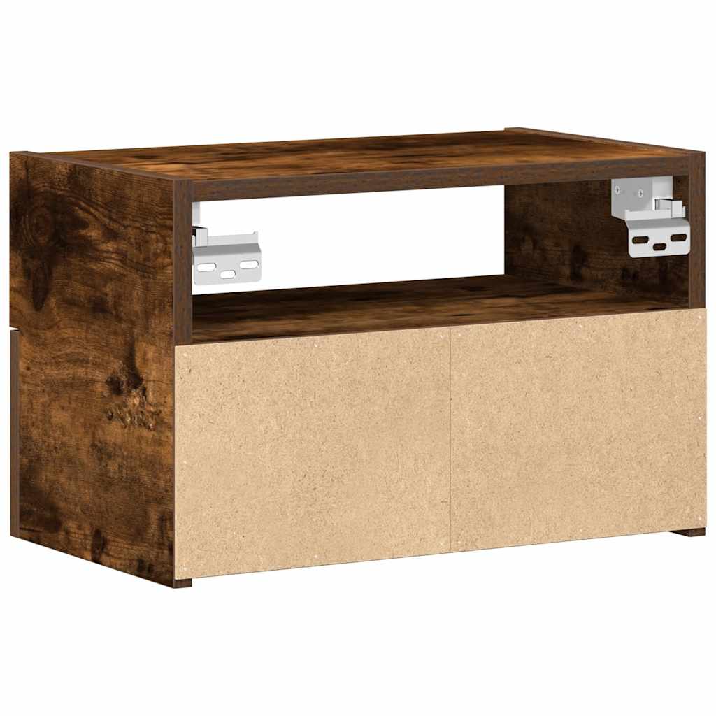 Wall-mounted bedside tables (2 pieces), smoked oak, 45 x 26 x 28.5 cm