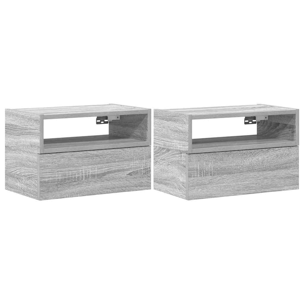 Wall-mounted bedside tables, 2 pieces, gray Sonoma, 45 x 26 x 28.5 cm