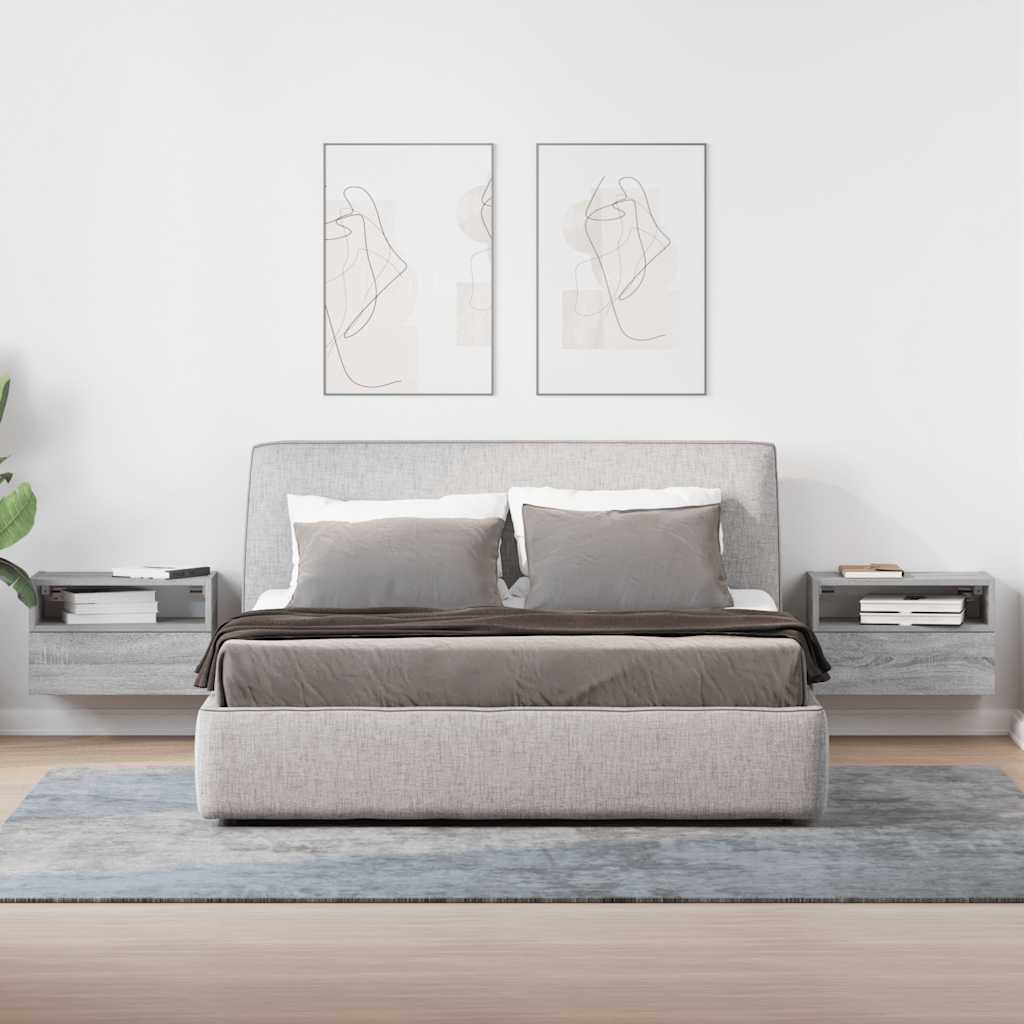 Wall-mounted bedside tables, 2 pieces, gray Sonoma, 45 x 26 x 28.5 cm