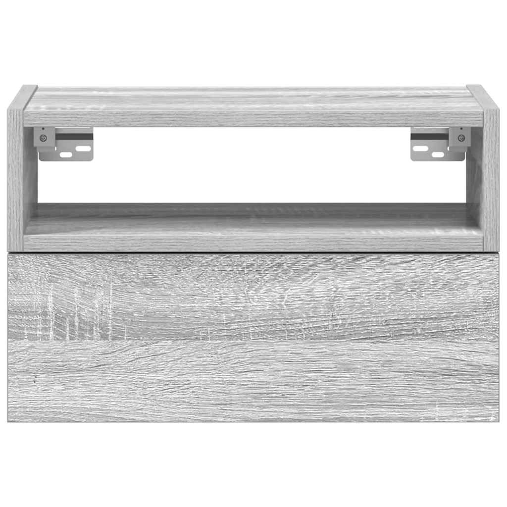 Wall-mounted bedside tables, 2 pieces, gray Sonoma, 45 x 26 x 28.5 cm