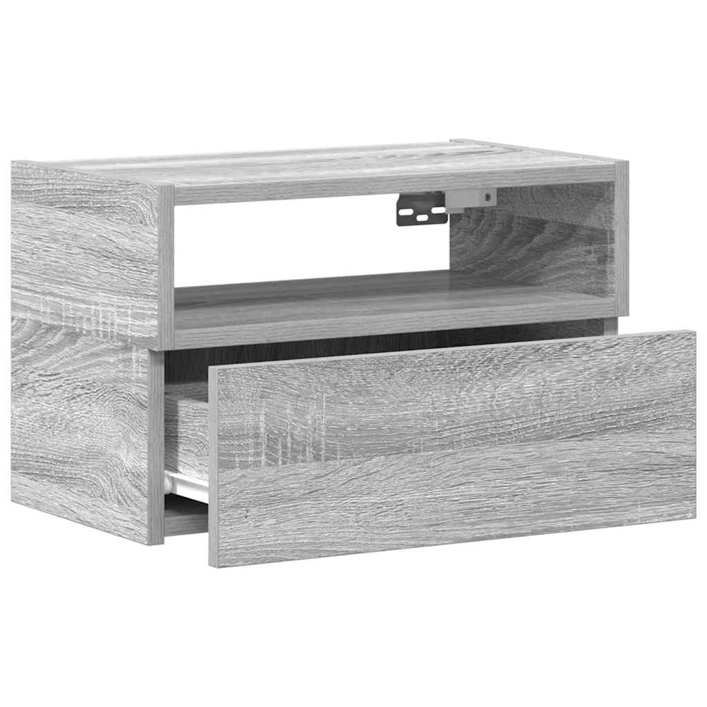 Wall-mounted bedside tables, 2 pieces, gray Sonoma, 45 x 26 x 28.5 cm