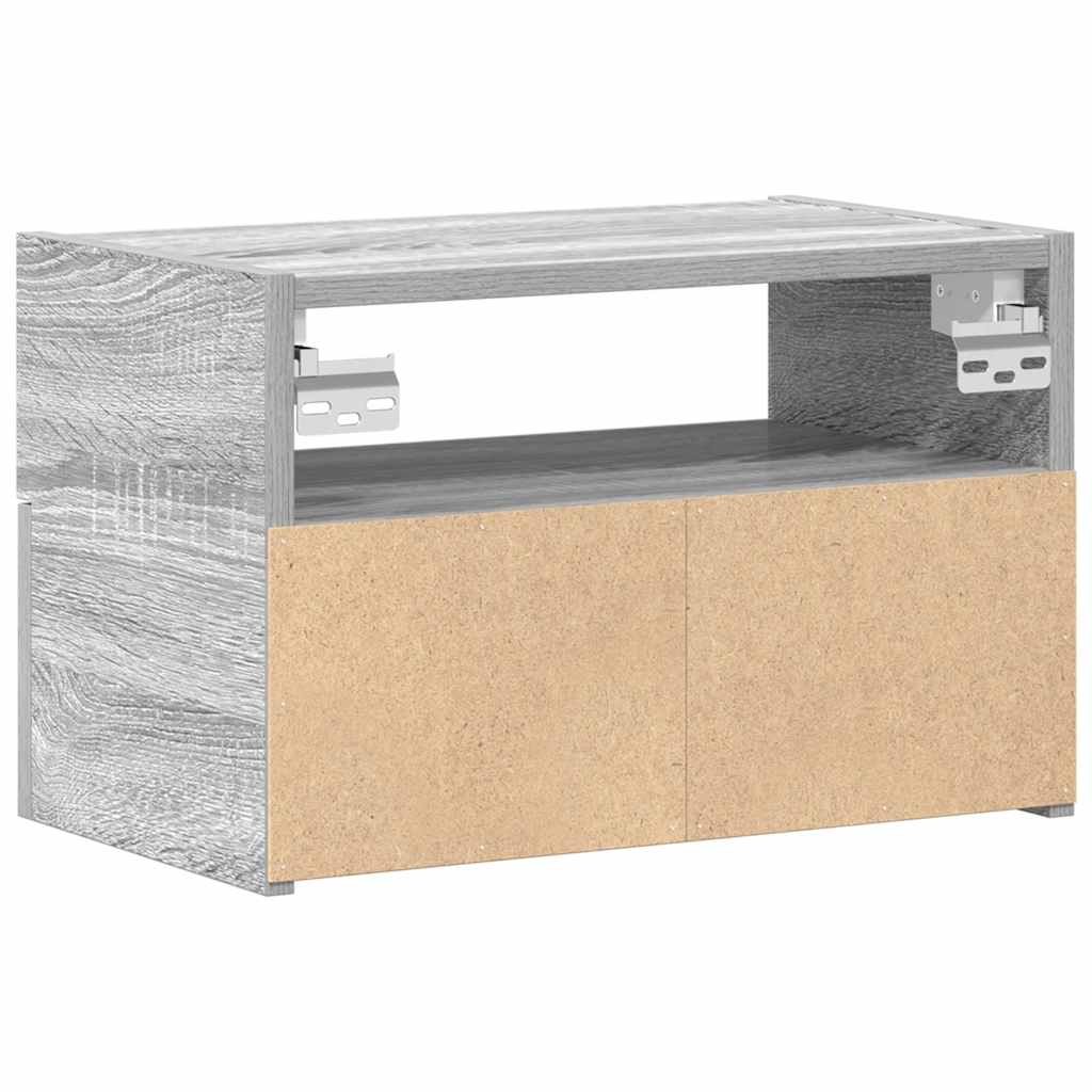 Wall-mounted bedside tables, 2 pieces, gray Sonoma, 45 x 26 x 28.5 cm