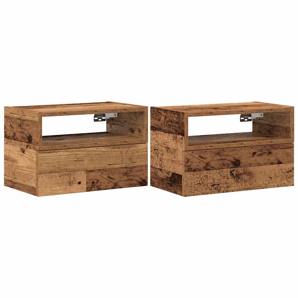 Wall-mounted bedside tables (2 pieces), reclaimed wood look, 45 x 26 x 28.5 cm