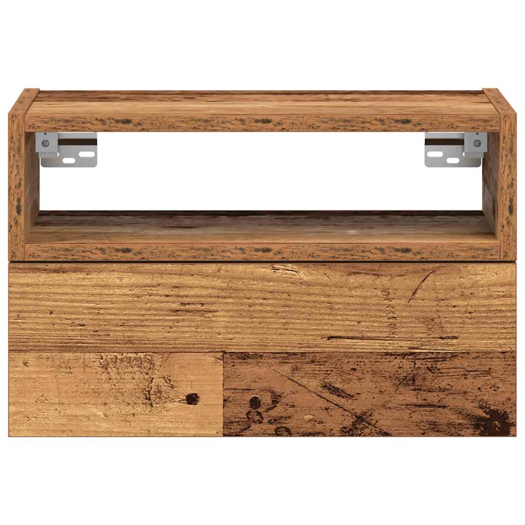 Wall-mounted bedside tables (2 pieces), reclaimed wood look, 45 x 26 x 28.5 cm