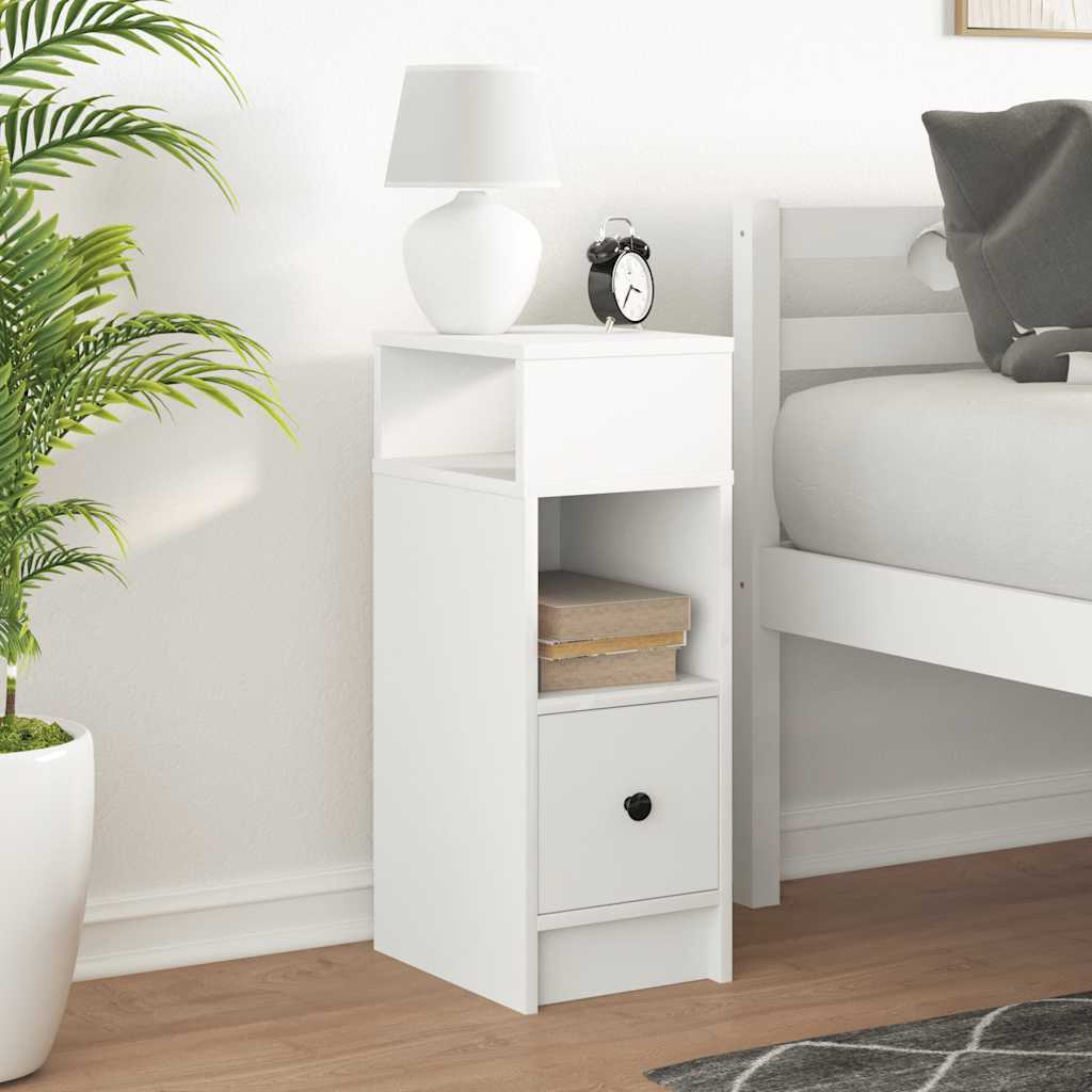 Bedside table with drawer white 25x31x66 cm