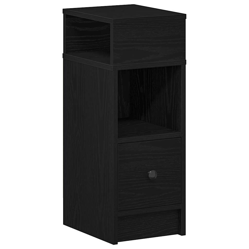 Bedside table with drawer black 25x31x66 cm