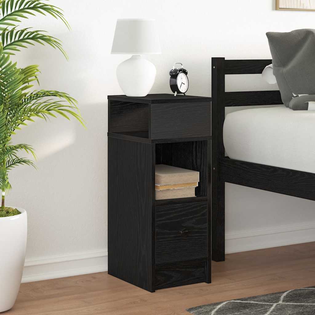Bedside table with drawer black 25x31x66 cm