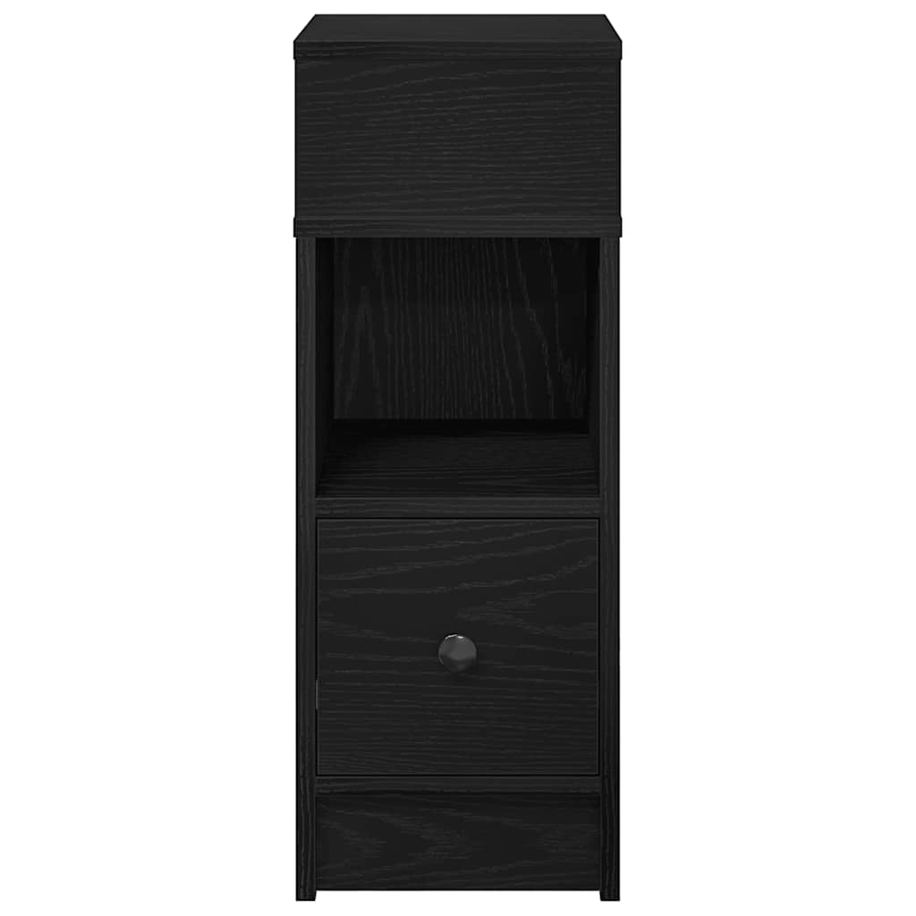 Bedside table with drawer black 25x31x66 cm