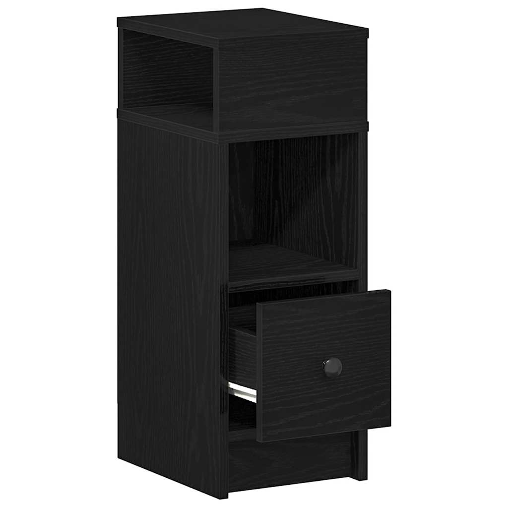 Bedside table with drawer black 25x31x66 cm