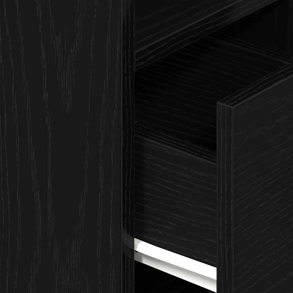 Bedside table with drawer black 25x31x66 cm
