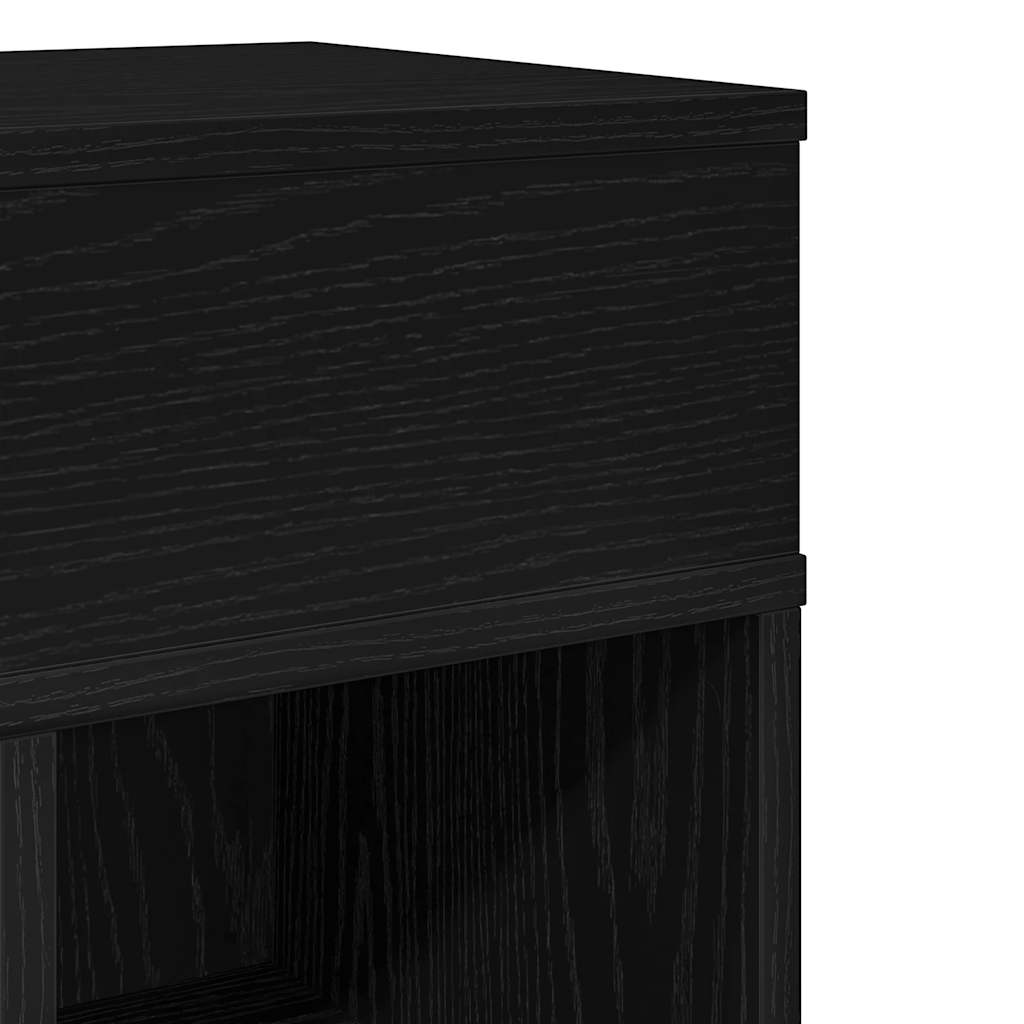 Bedside table with drawer black 25x31x66 cm