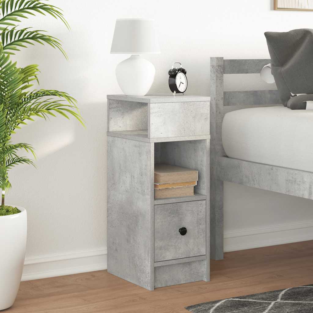 Bedside table with drawer concrete grey 25x31x66 cm