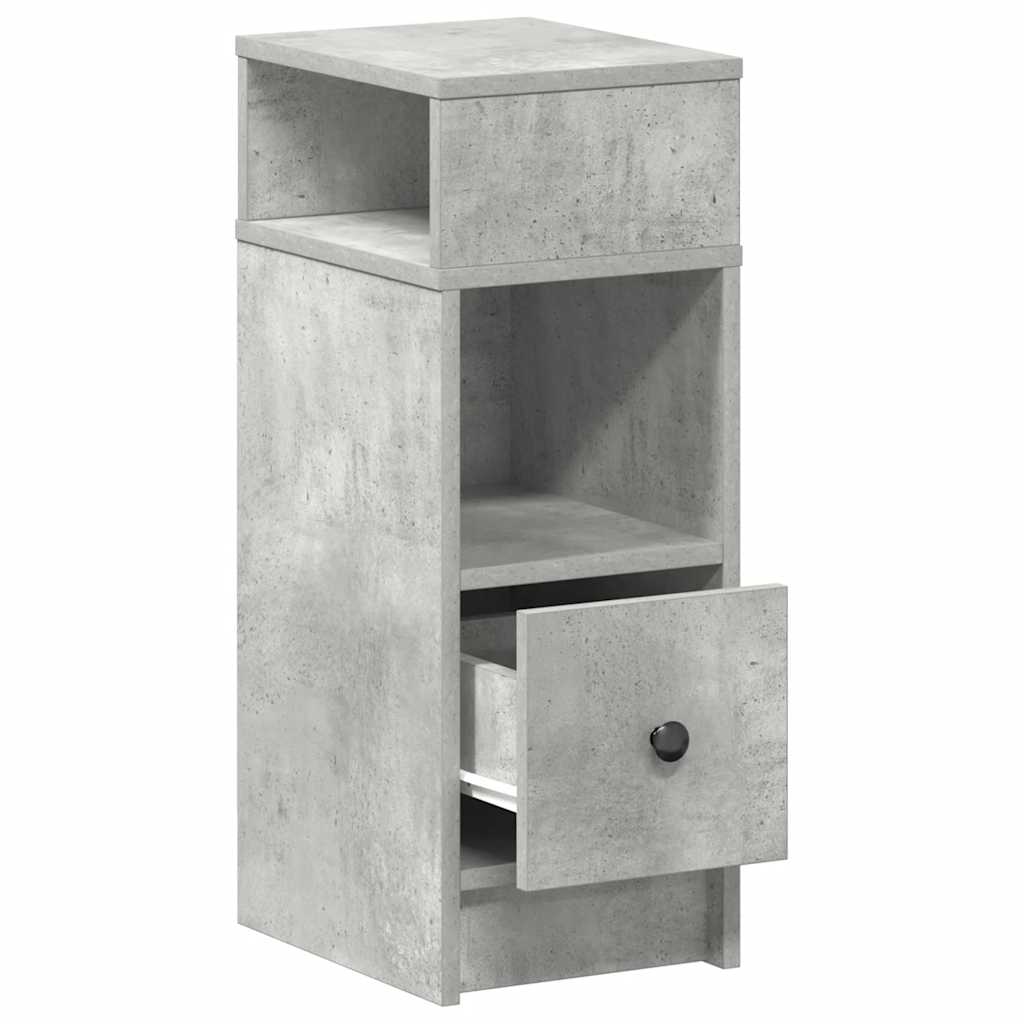 Bedside table with drawer concrete grey 25x31x66 cm