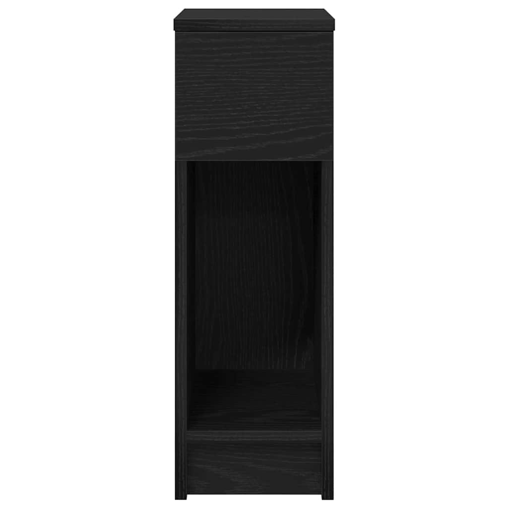 Bedside table with drawer, black oak look, 20x36x60 cm