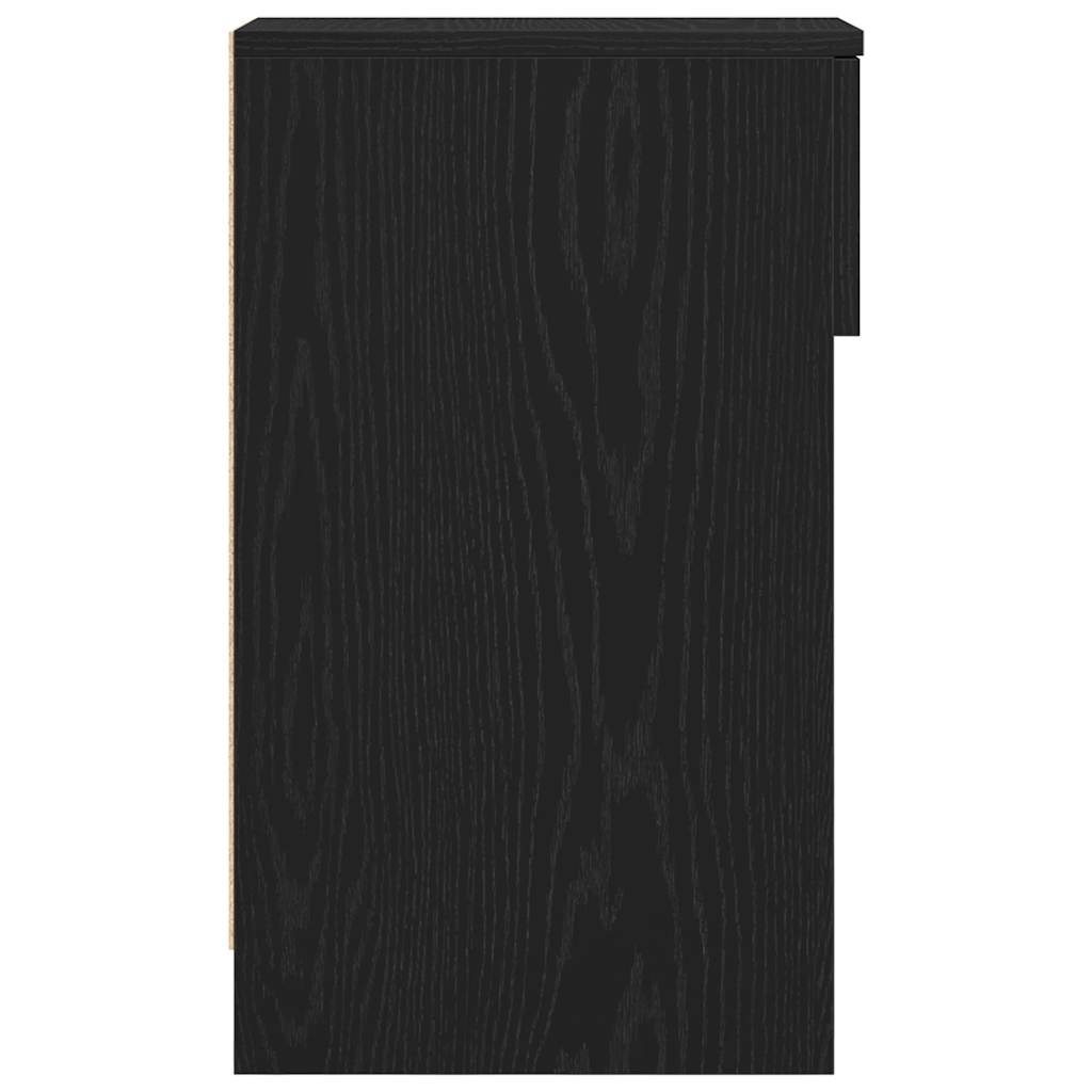 Bedside table with drawer, black oak look, 20x36x60 cm