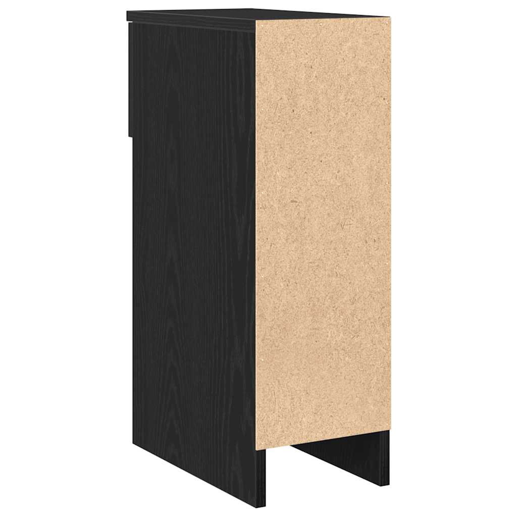 Bedside table with drawer, black oak look, 20x36x60 cm