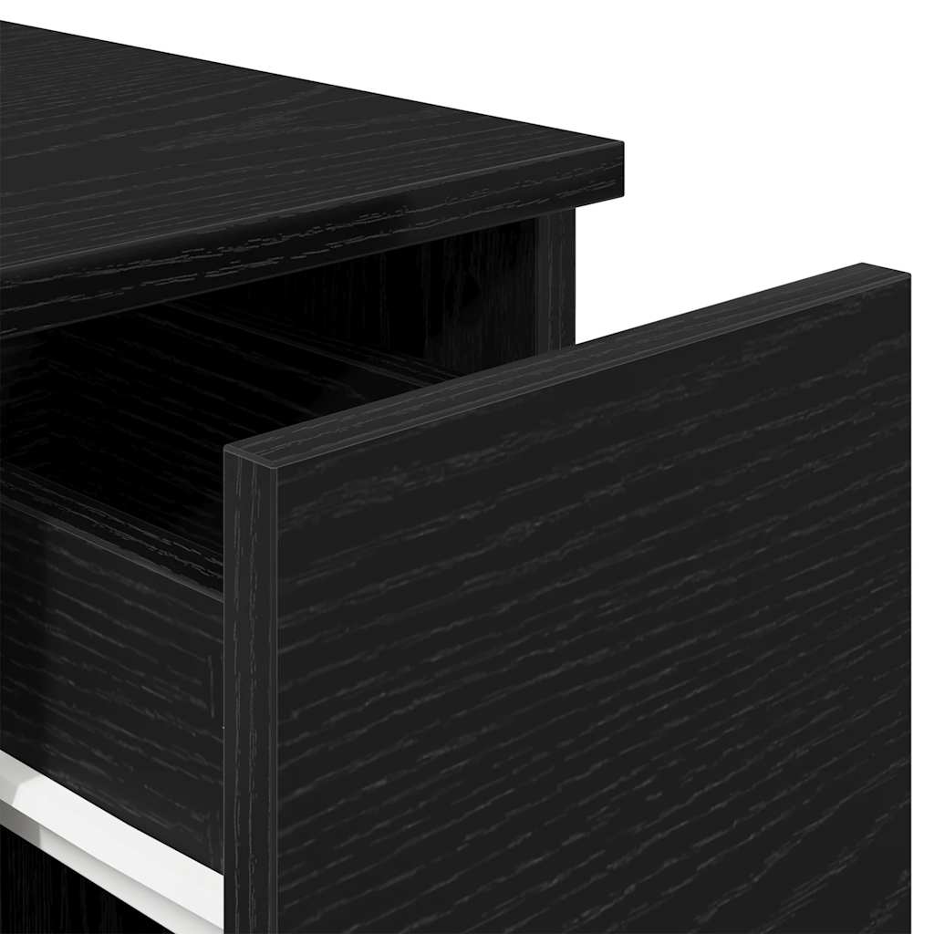 Bedside table with drawer, black oak look, 20x36x60 cm