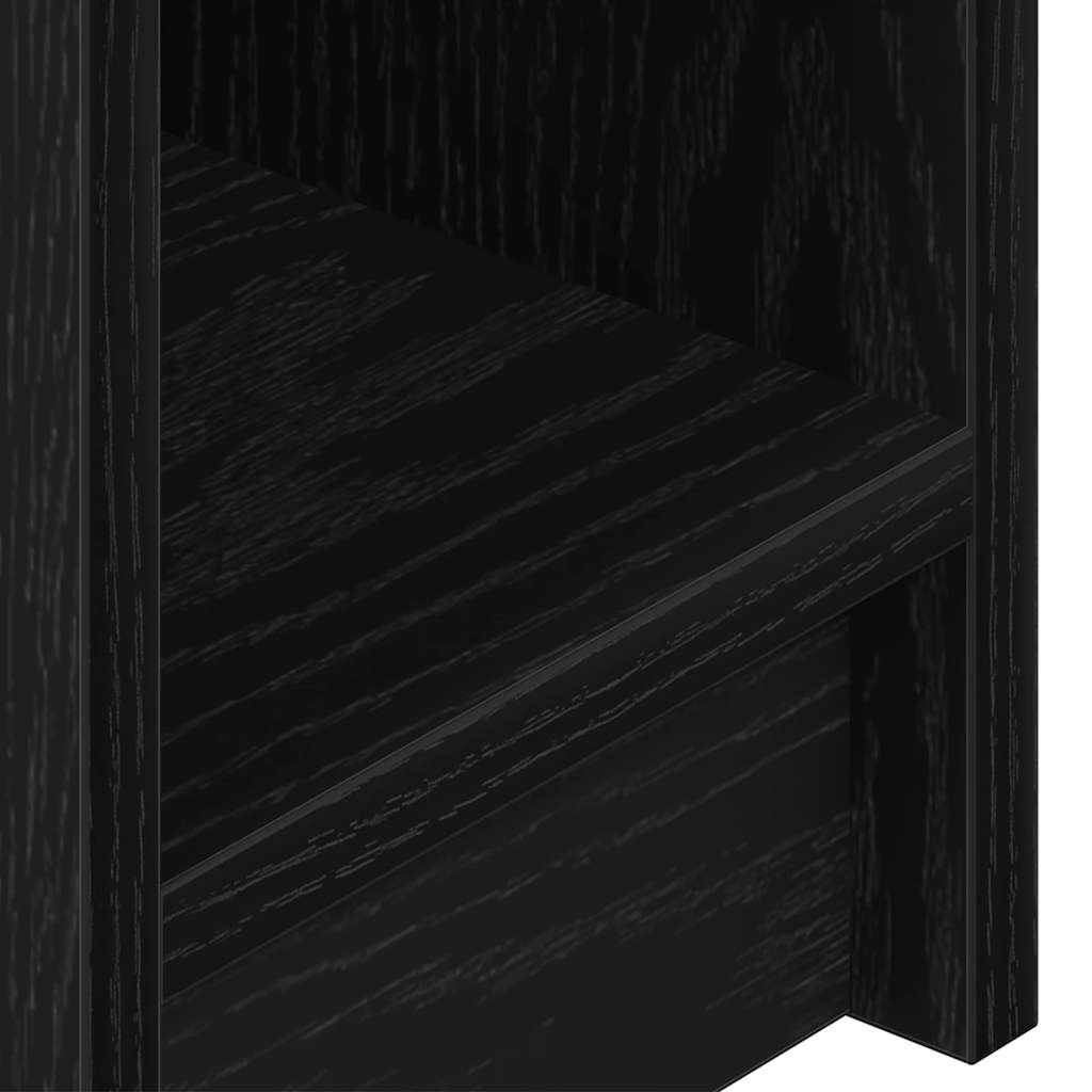 Bedside table with drawer, black oak look, 20x36x60 cm