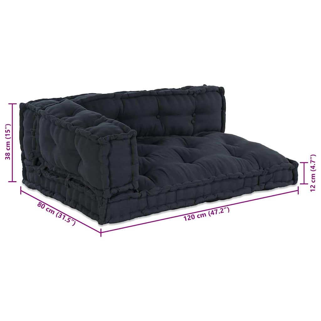 Pallet Sofa Kissen 3 stk. Stoff Anthrazit 120 x 80 x 38 cm