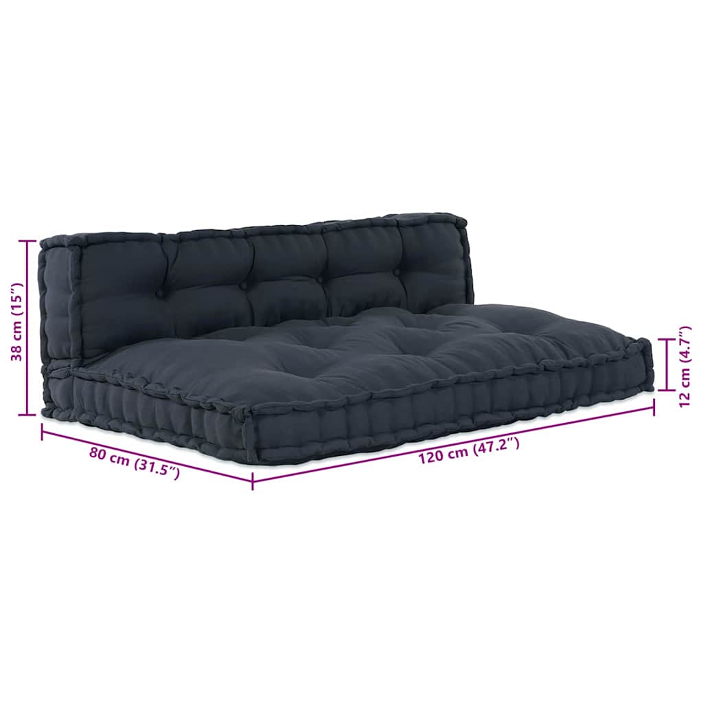 Pallet Sofa Kissen 2 stk. Stoff Anthrazit 120 x 80 x 38 cm
