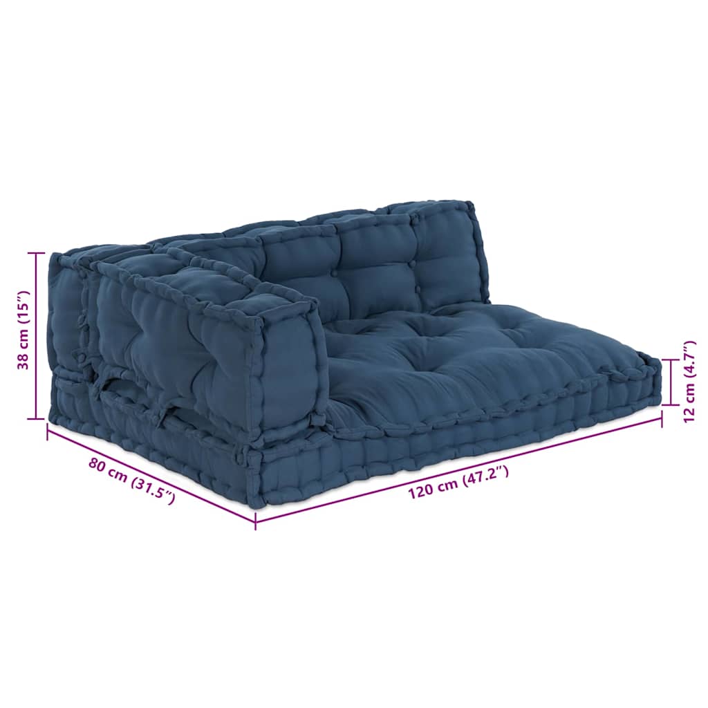 Pallet Sofa Kissen 3 stk. Stoff Indigo 120 x 80 x 38 cm