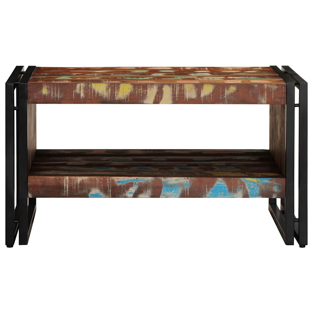 Table basse multicolore 70x50x38 cm bois de récupération bois massif