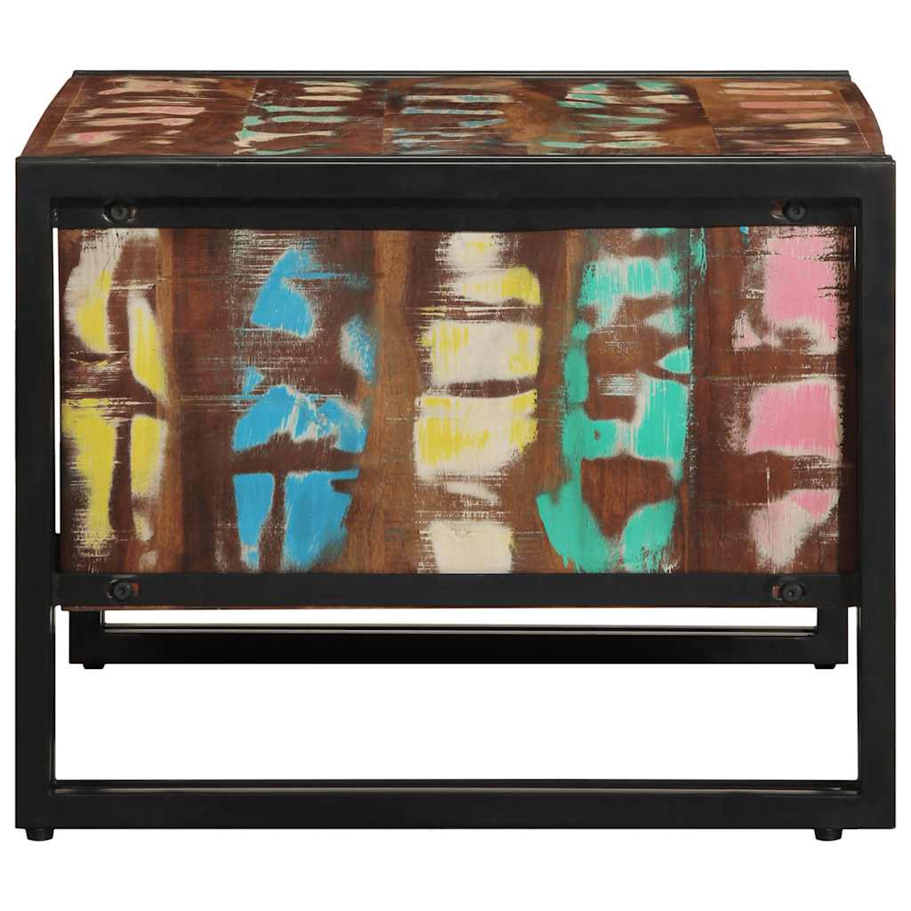 Table basse multicolore 70x50x38 cm bois de récupération bois massif