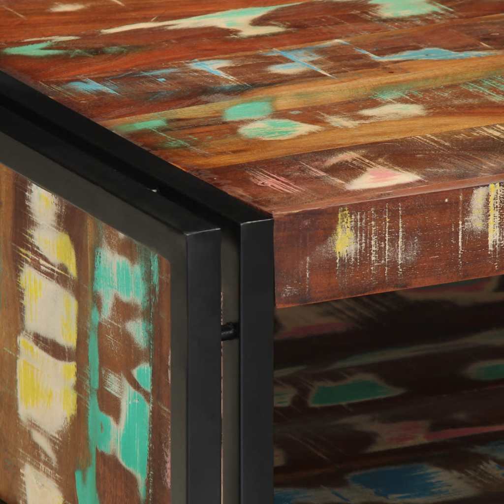 Table basse multicolore 70x50x38 cm bois de récupération bois massif