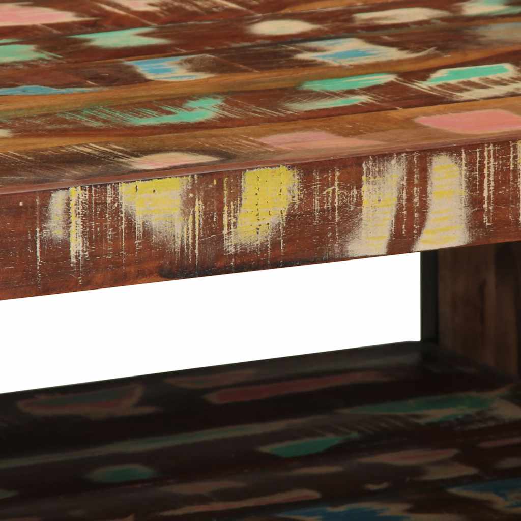Table basse multicolore 70x50x38 cm bois de récupération bois massif