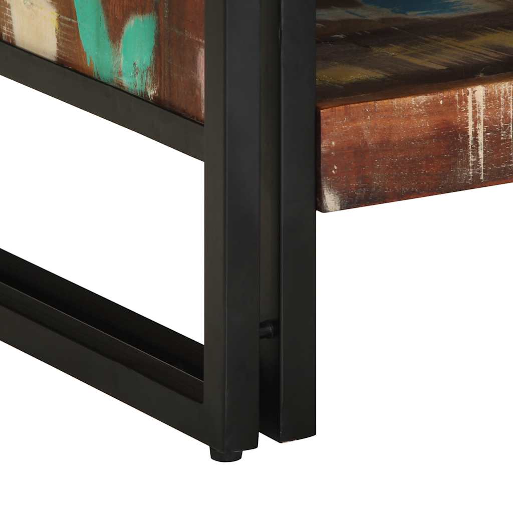 Table basse multicolore 70x50x38 cm bois de récupération bois massif