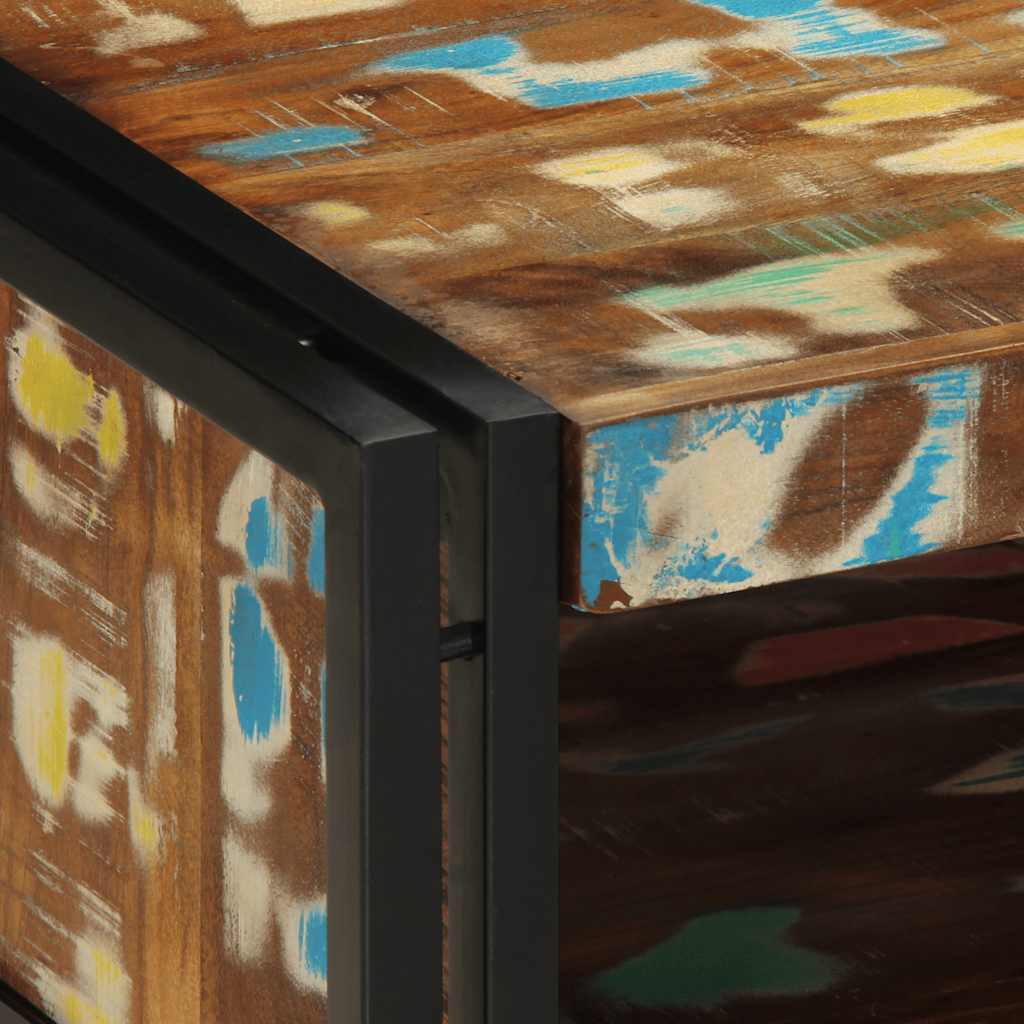 Table basse multicolore 50x50x38 cm bois de récupération bois massif